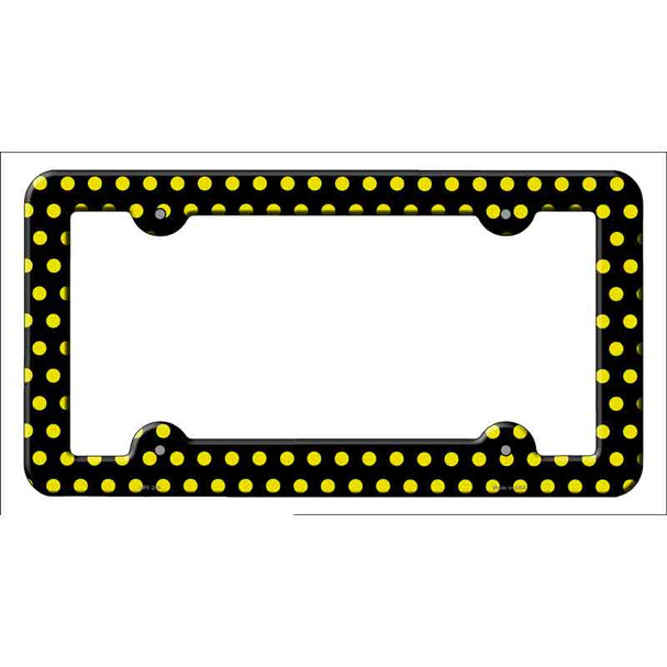Black Yellow Polka Dots Wholesale Novelty Metal License Plate Frame