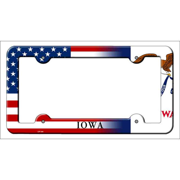 Iowa|American Flag Wholesale Novelty Metal License Plate Frame