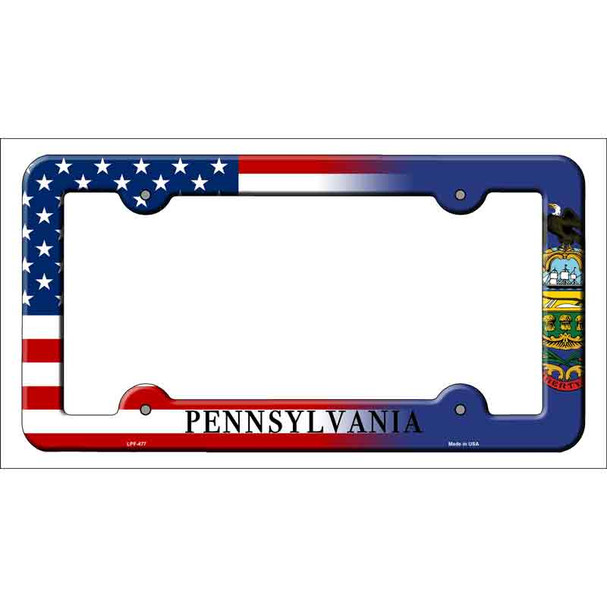 Pennsylvania|American Flag Wholesale Novelty Metal License Plate Frame