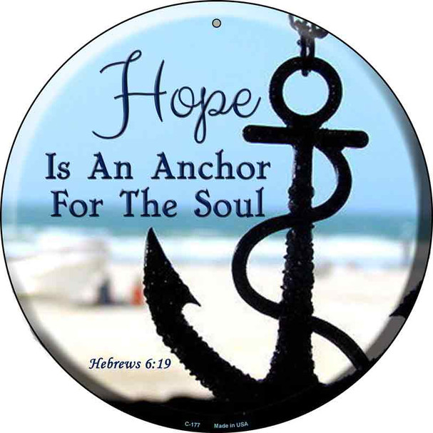 Hope Anchor For Soul Wholesale Novelty Metal Circular Sign