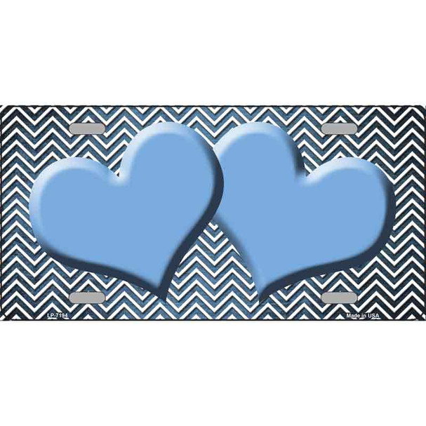 Light Blue White Small Chevron Hearts Oil Rubbed Wholesale Metal Novelty License Plate