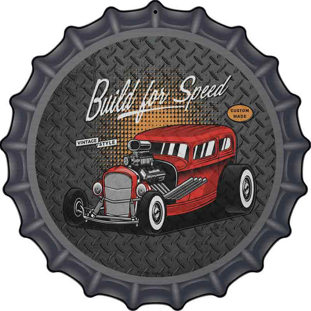 Built For Speed Red Hotrod Wholesale Novelty Metal Bottle Cap Sign