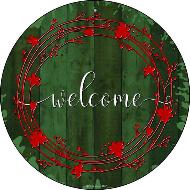 Welcome Wreath Wholesale Novelty Metal Circular Sign