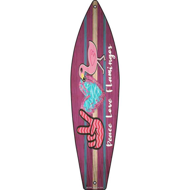 Peace Love Flamingo Wholesale Novelty Metal Surfboard Sign