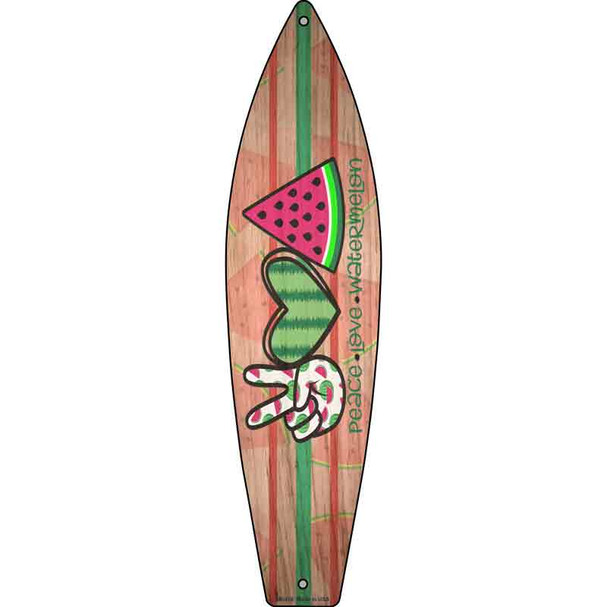 Peace Love Watermelon Wholesale Novelty Metal Surfboard Sign