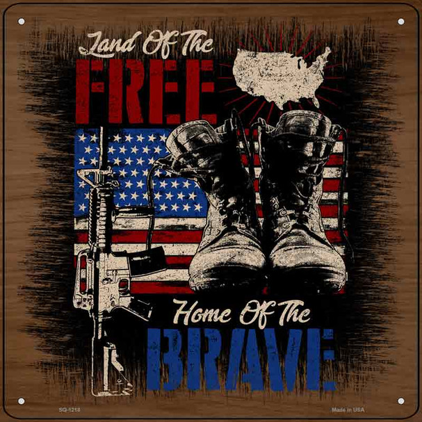 Patriotic Land Of Free Wholesale Novelty Metal Square Sign