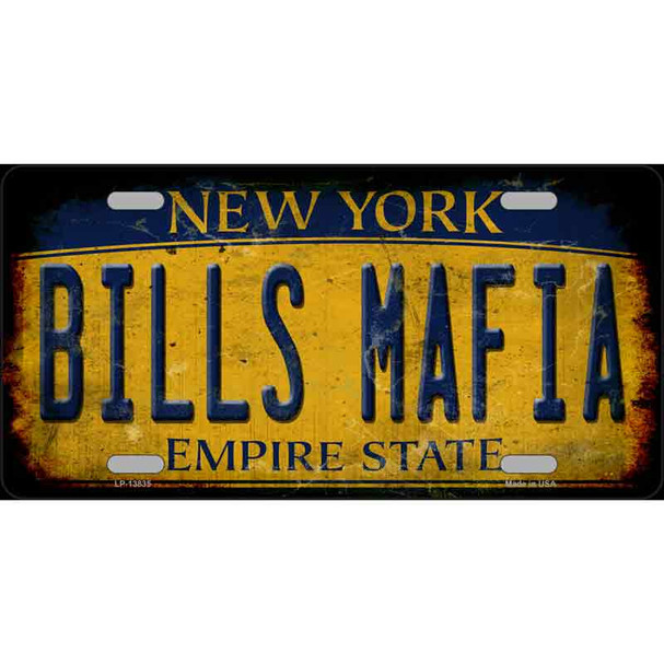 Bills Mafia New York Yellow Rusty Wholesale Novelty Metal License Plate Tag