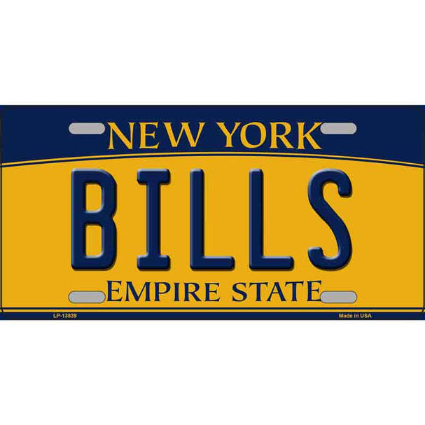 Bills NY Yellow Wholesale Novelty Metal License Plate Tag