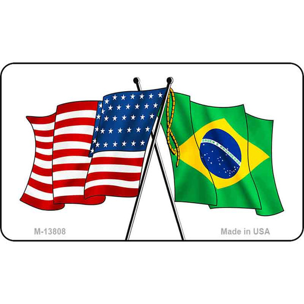 Brazil USA Crossed Flags Wholesale Novelty Metal Magnet