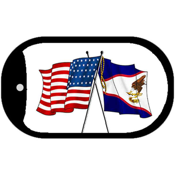 American Samoa USA Crossed Flags Wholesale Novelty Metal Dog Tag Necklace