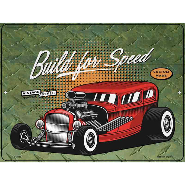 Build For Speed Red Hotrod Wholesale Novelty Metal Parking Sign