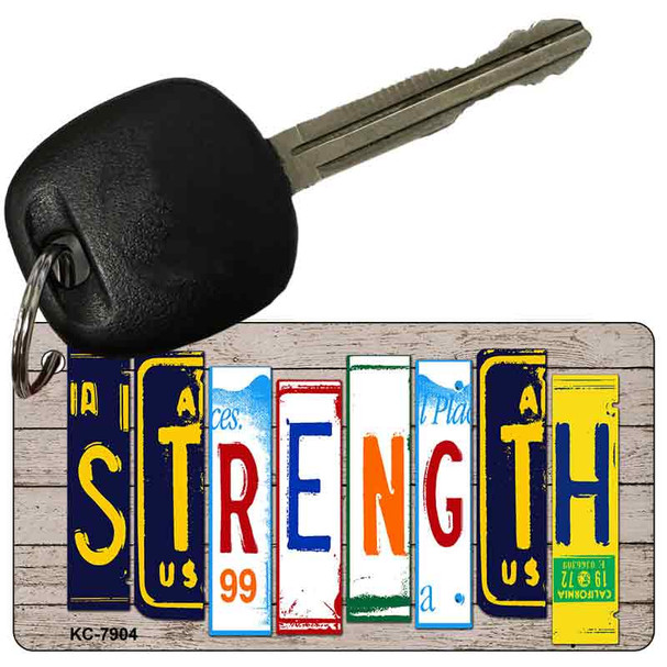 Strength Wood License Plate Art Wholesale Novelty Key Chain