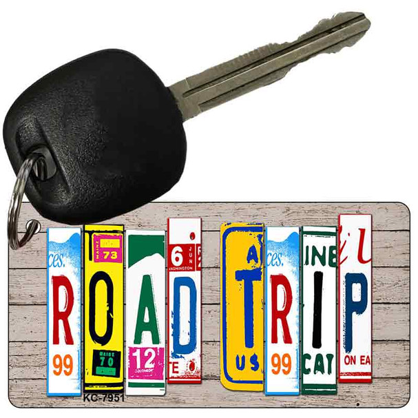 Road Trip Wood License Plate Art Wholesale Novelty Key Chain