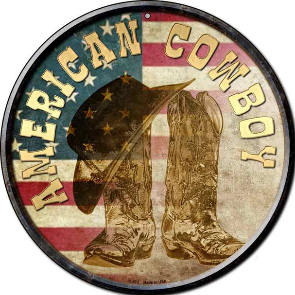 American Cowboy Wholesale Novelty Metal Circular Sign