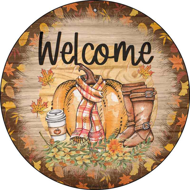 Welcome Pumpkin Wholesale Novelty Metal Circle Sign