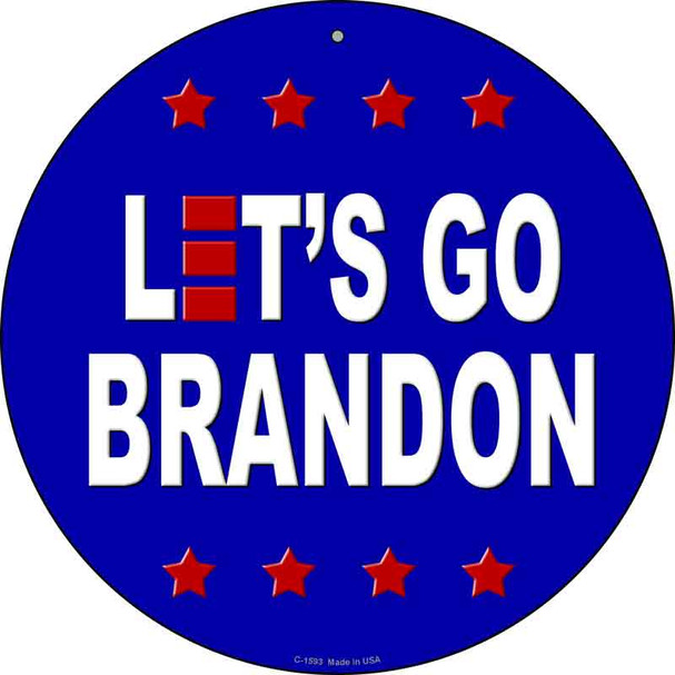 Lets Go Brandon Blue Wholesale Novelty Metal Circle Sign