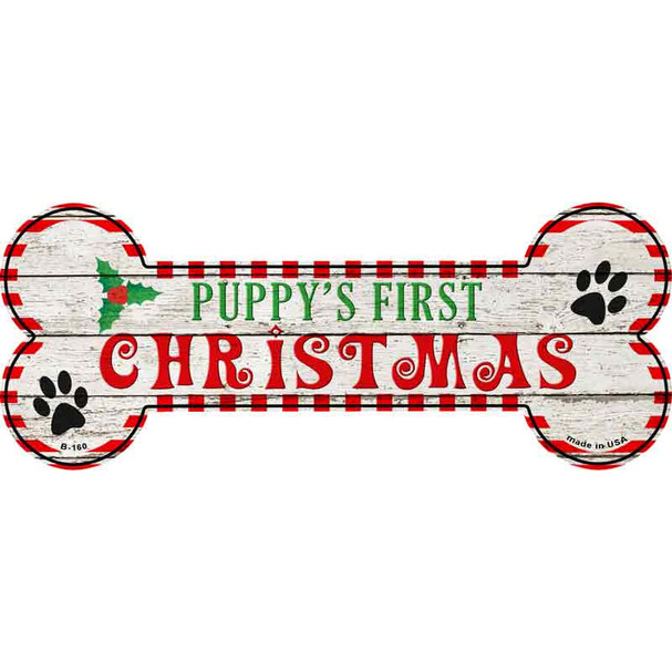 Puppys First Christmas Wholesale Novelty Metal Bone Magnet