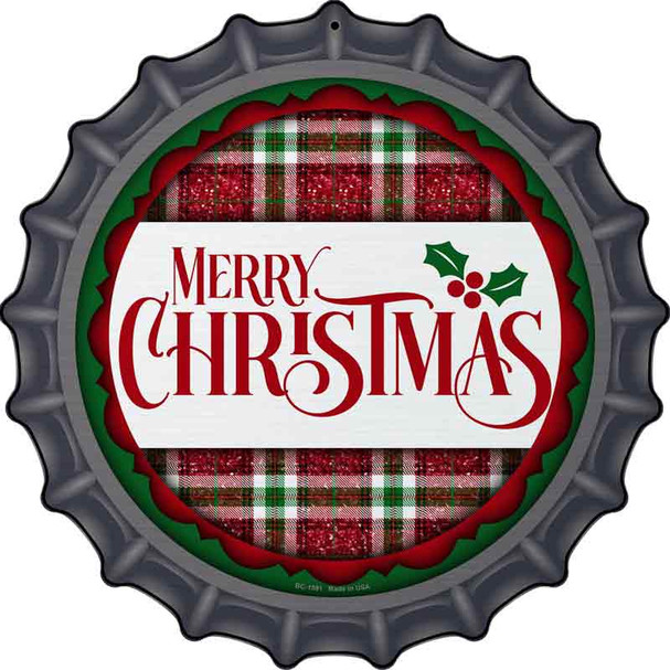 Merry Christmas Red and Green Wholesale Novelty Metal Bottle Cap Sign