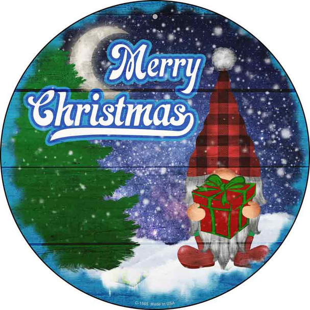Merry Christmas Gnome Wholesale Novelty Metal Circle Sign