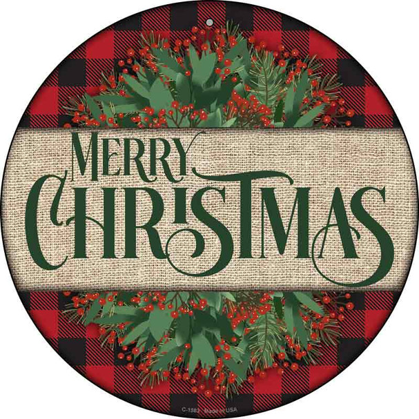 Merry Christmas Red Wholesale Novelty Metal Circle Sign