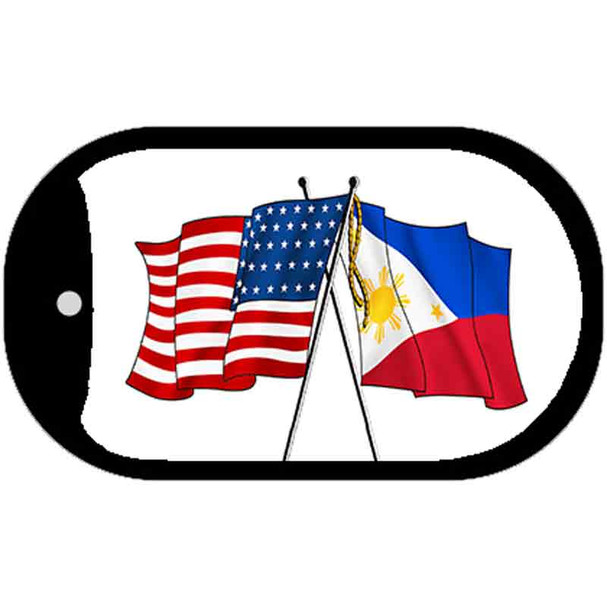 Philippines US Crossed Flag Wholesale Novelty Metal Dog Tag Necklace