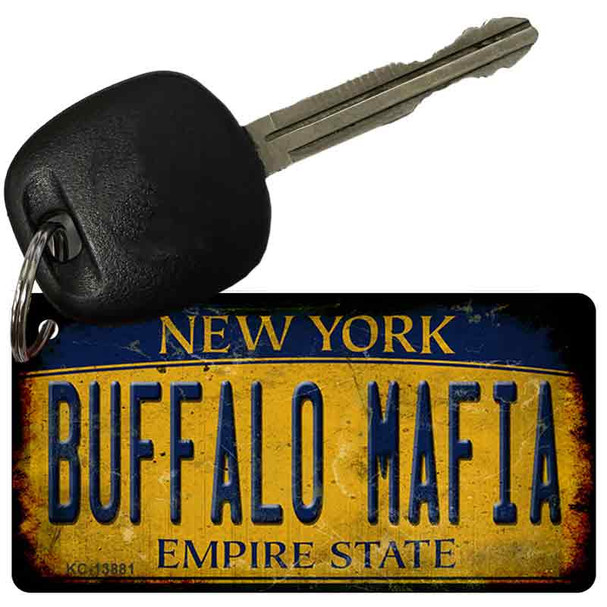 Buffalo Mafia NY Rusted Yellow Wholesale Novelty Metal Key Chain
