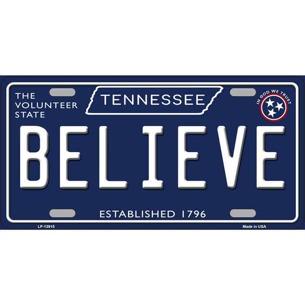 Believe Tennessee Blue Wholesale Novelty Metal License Plate Tag