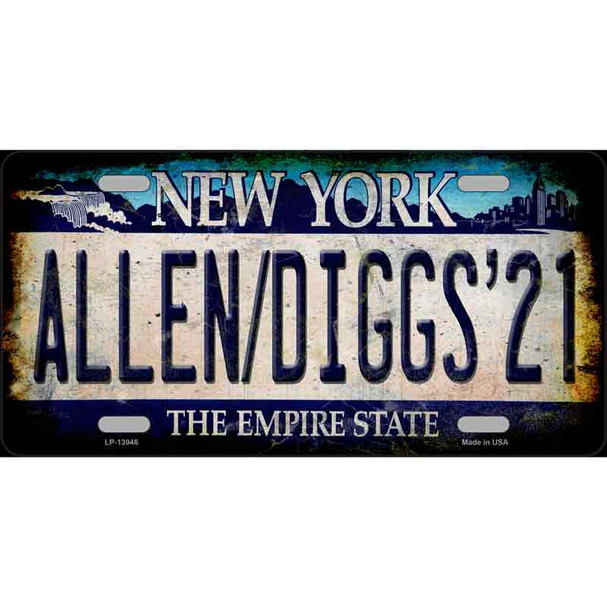 Allen Diggs 21 NY Blue Wholesale Novelty Metal License Plate Tag