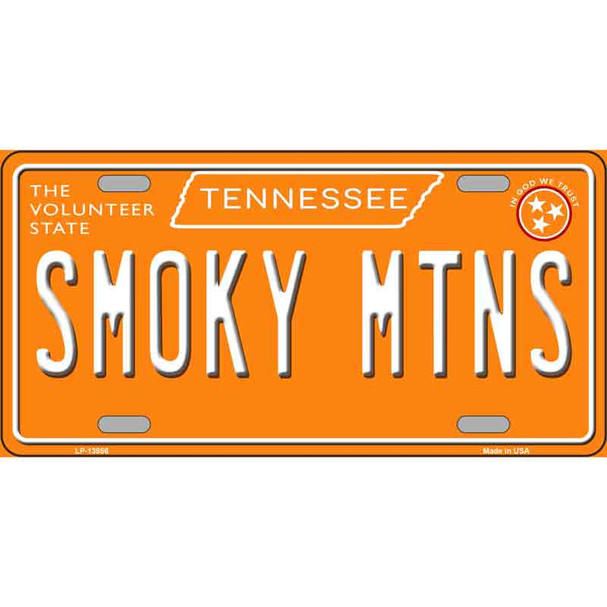 Smoky Mtns Tennessee Orange Wholesale Novelty Metal License Plate Tag