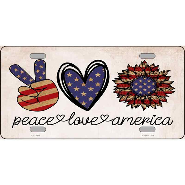 Peace Love America Wholesale Novelty Metal License Plate Tag