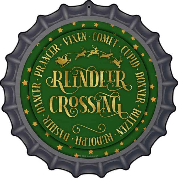 Reindeer Crossing Green Wholesale Novelty Metal Bottle Cap Sign