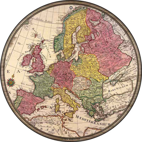 Europe Map Wholesale Novelty Metal Circle Sign