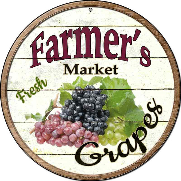 Farmers Market Grapes Wholesale Novelty Metal Circular Sign