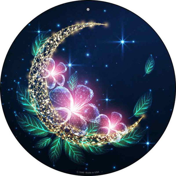 Moon and Flowers Wholesale Novelty Metal Circle Sign