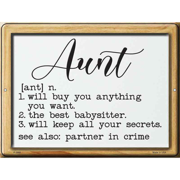 Aunt Definition Wholesale Novelty Metal Parking Sign