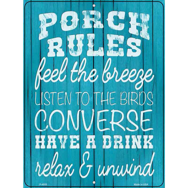 Porch Rules Wholesale Novelty Metal Parking Sign