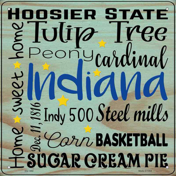 Indiana Motto Wholesale Novelty Metal Square Sign