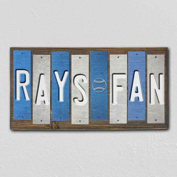 Rays Fan Team Colors Baseball Fun Strips Novelty Wood Sign WS-627