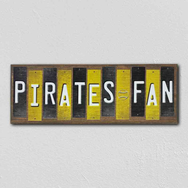 Pirates Fan Team Colors Baseball Fun Strips Novelty Wood Sign WS-645