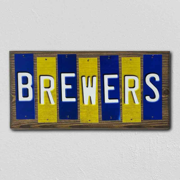 Brewers Team Colors Baseball Fun Strips Novelty Wood Sign WS-646