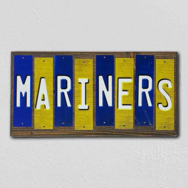 Mariners Team Colors Baseball Fun Strips Novelty Wood Sign WS-652