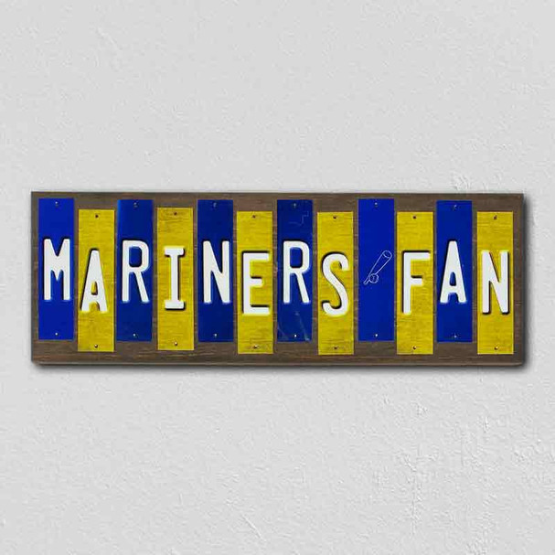 Mariners Fan Team Colors Baseball Fun Strips Novelty Wood Sign WS-653