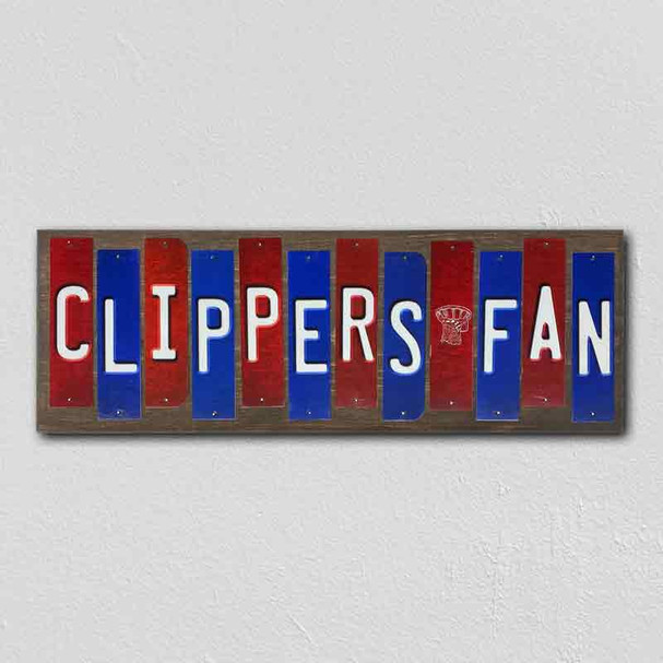Clippers Fan Team Colors Basketball Fun Strips Novelty Wood Sign WS-691