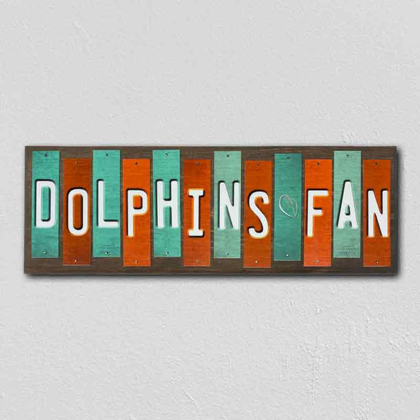 Dolphins Fan Team Colors Football Fun Strips Wood Sign WS-727
