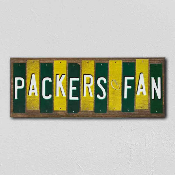 Packers Fan Team Colors Football Fun Strips Wood Sign WS-747