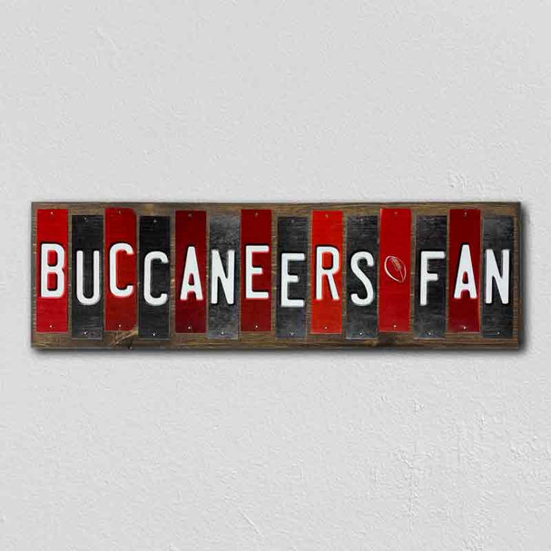 Buccaneers Fan Team Colors Football Fun Strips Wood Sign WS-749