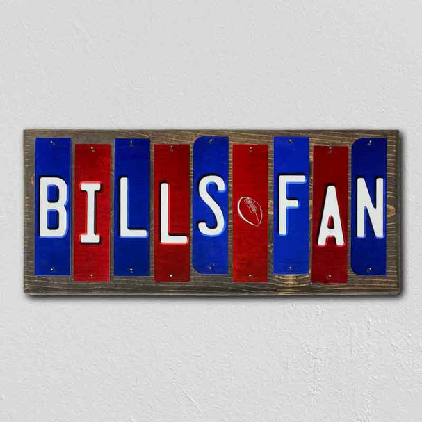 Bills Fan Team Colors Football Fun Strips Wood Sign WS-759