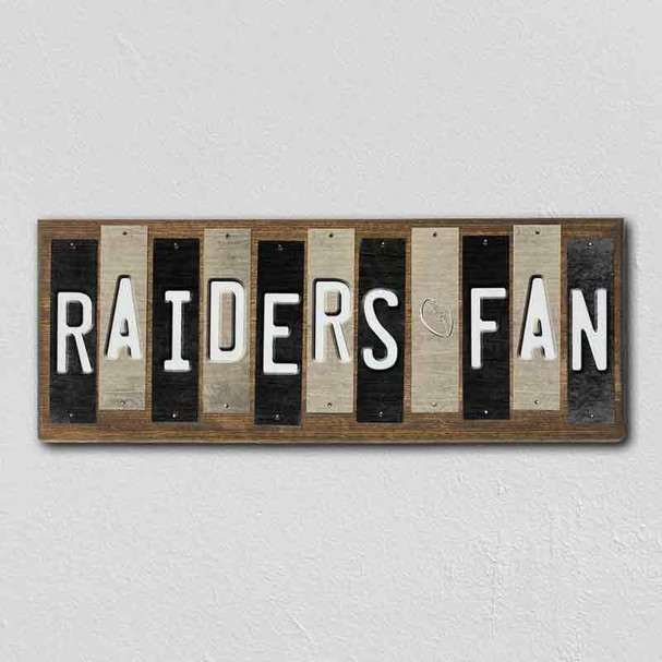 Raiders Fan Team Colors Football Fun Strips Wood Sign WS-763