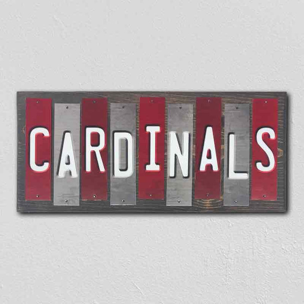 Cardinals Team Colors Football Fun Strips Wood Sign WS-766