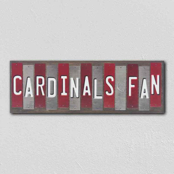 Cardinals Fan Team Colors Football Fun Strips Wood Sign WS-767